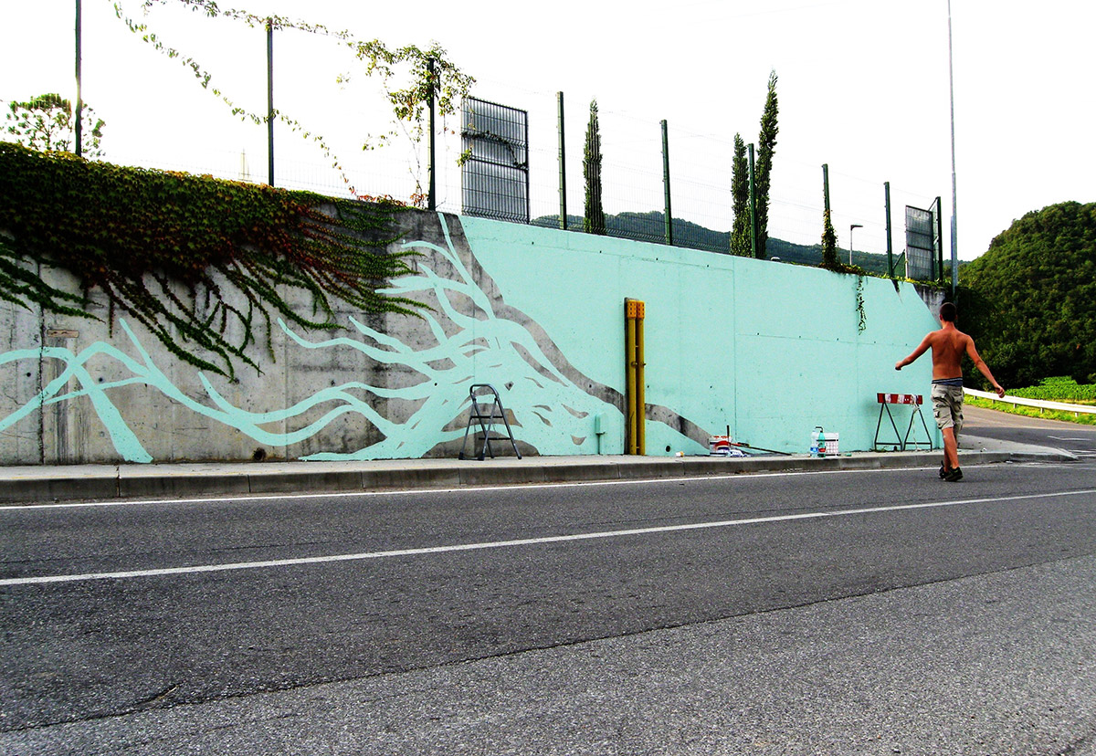 ECOMasse - Piscine di Provaglio d’Iseo. Muro esterno.
