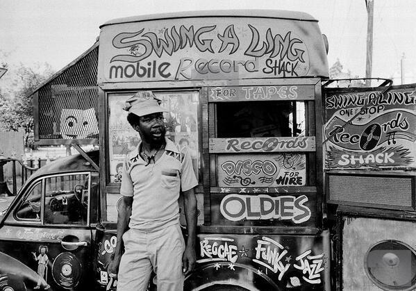 Negozio di dischi mobile, Jamaica, 1973