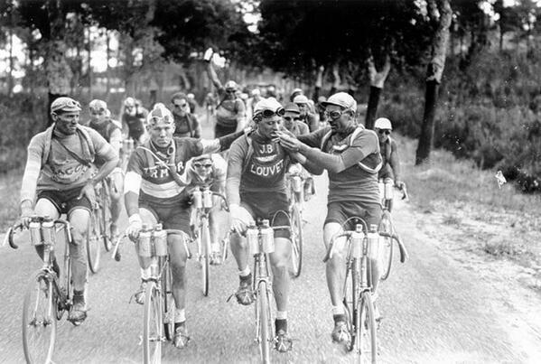 Smoking a cigarette while riding the Tour de France - 1920