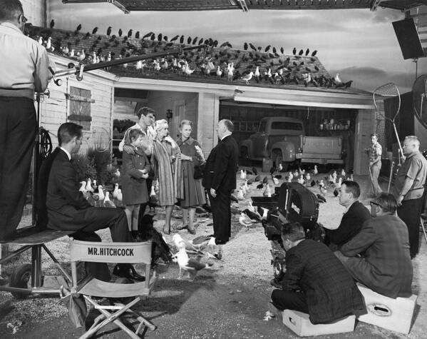 Hitchcock sul set di The Birds - 1963