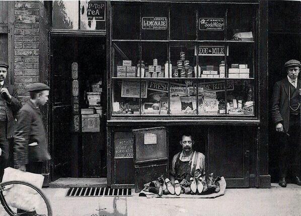 The smallest shop in London - c. 1900