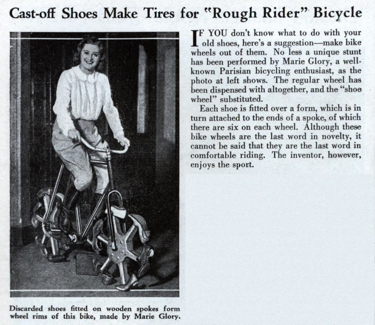 Woman on a shoe bike