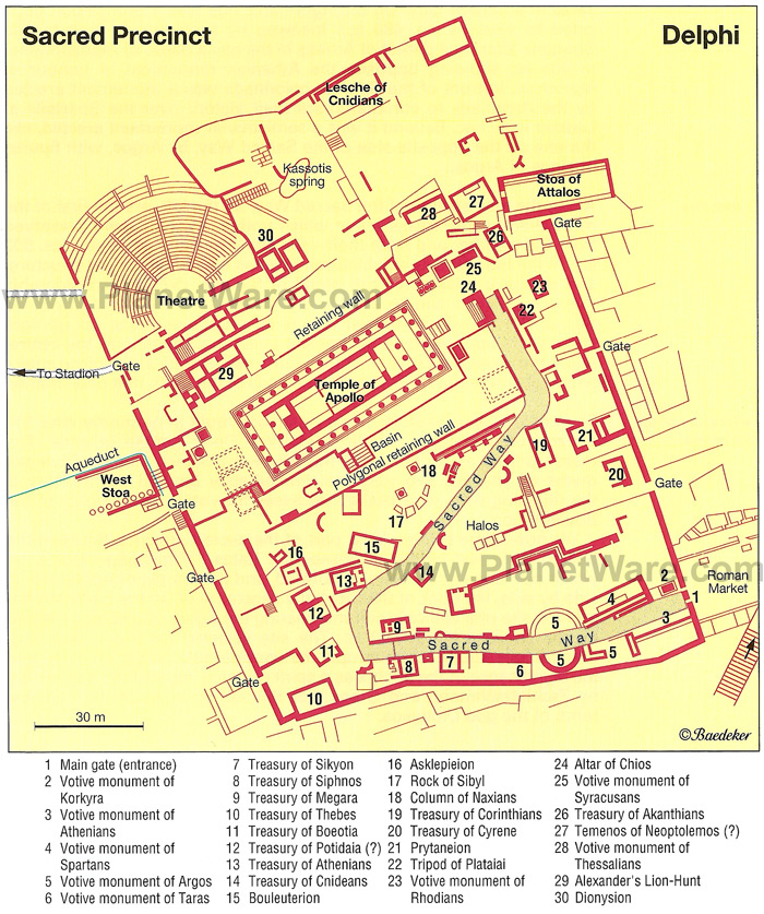 Delfi - Mappa recinto sacro