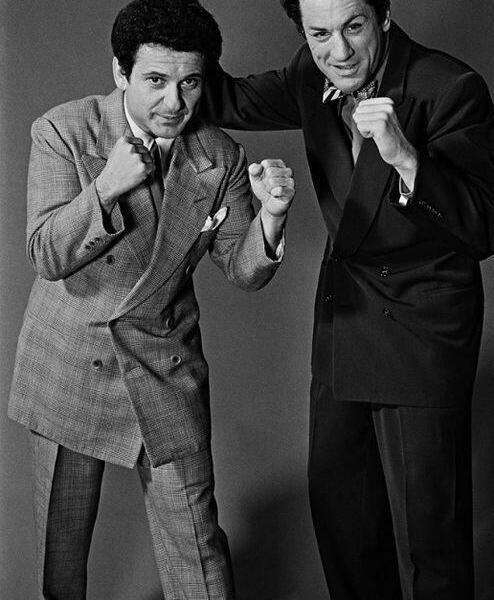 Joe Pesci e Robert De Niro durante la realizzazione di Toro Scatenato