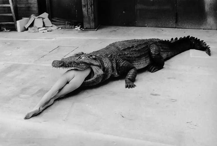 "Crocodile Eating Ballerina" del fotografo tedesco (naturalizzato australiano) Helmut Newton