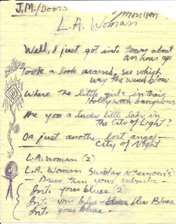 Testi originali di Jim Morrison per LA Woman 1970