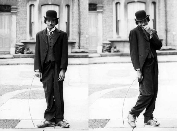 Michael Jackson travestito da Charlie Chaplin