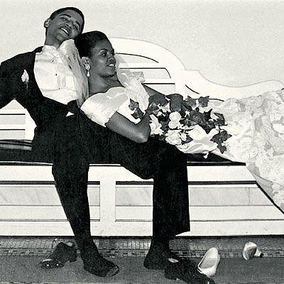 Gli Obama il giorno del loro matrimonio, 1992
