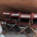 Our chairs on the set. Notice mine’s in front. Take that Harrison!