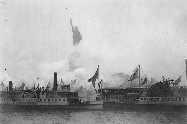 L'inaugurazione della statua della libertà nel porto di New York, 1886