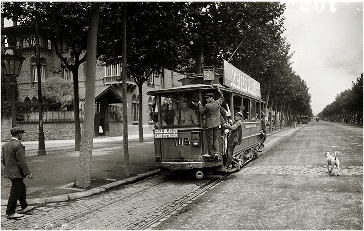 Tram linea ferroviaria Collblanch-Sants. Barcellona, c.1920