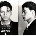 Foto segnaletica di Frank Sinatra dopo il suo arresto per seduzione e adulterio. 1938
