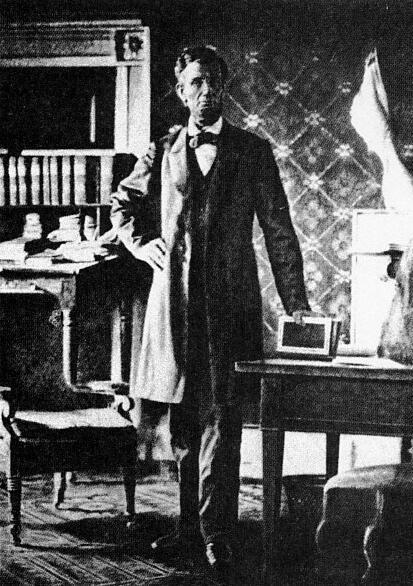 Il presidente Lincoln nel suo ufficio della Casa Bianca 1864