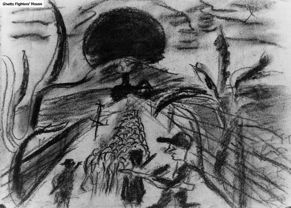 Disegno fatto in Auschwitz - Birkenau da Yehuda Bacon, 14 anni