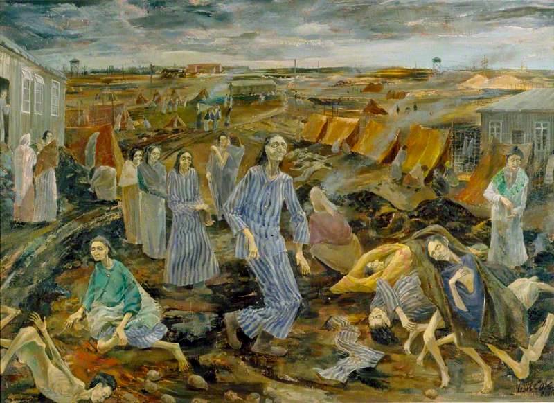 Leslie Cole - Belsen Camp The Compound for Women