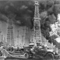 Oil well fire, Southern California, 1931 by Dick Whittington