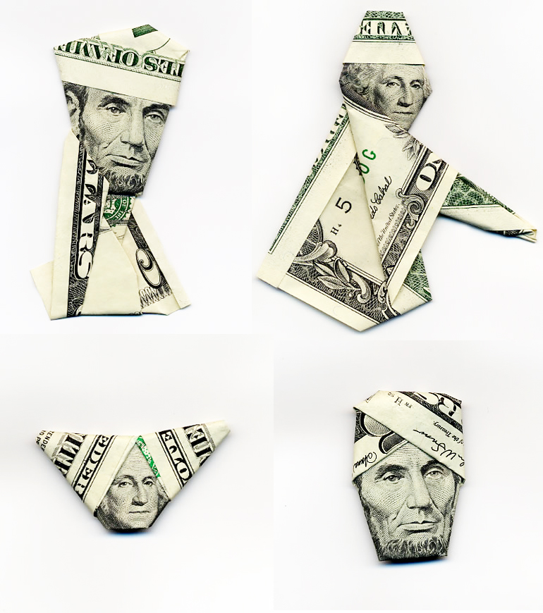 Moneygami dell'artista giapponese Hasegawa Yosuke