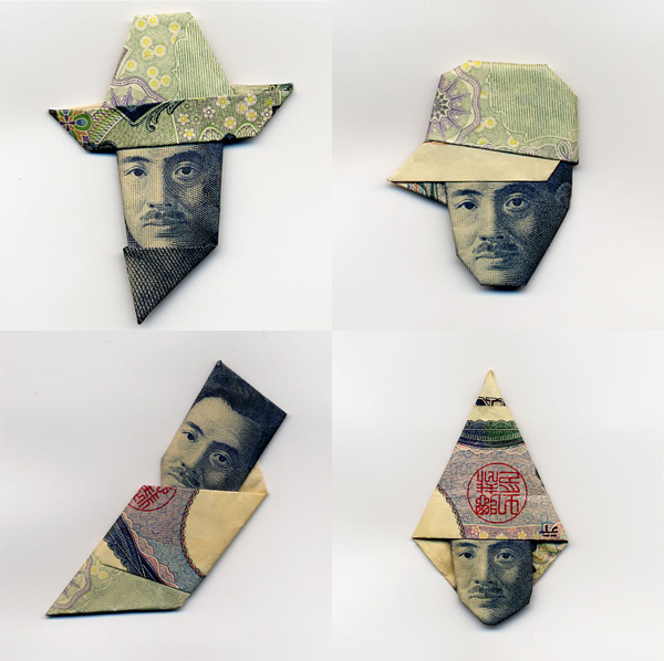 Moneygami dell'artista giapponese Hasegawa Yosuke