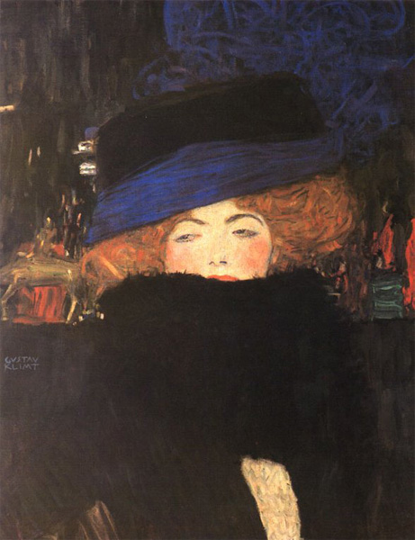 Klimt - Donna con cappello e boa di piume (1909)