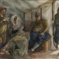 Leslie Cole – A Greek Refugee Family from Samos at Moses Wells Encampment (1945)