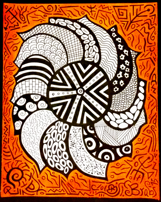 Colorminazione - Pintadera mandala arancio