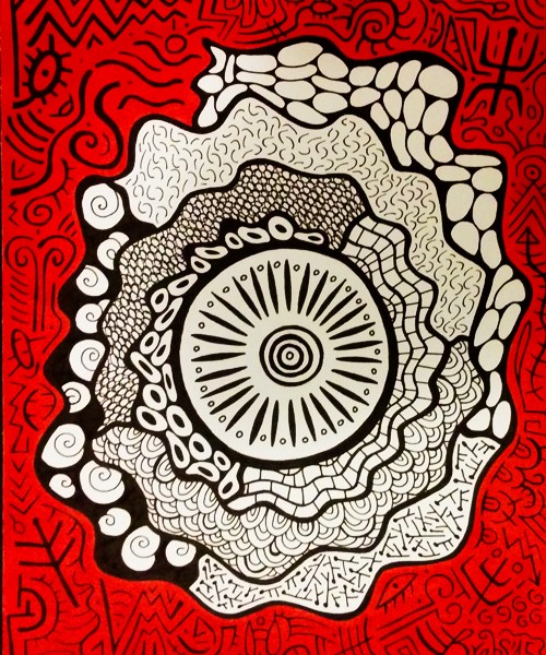 Colorminazione - Pintadera mandala (red)
