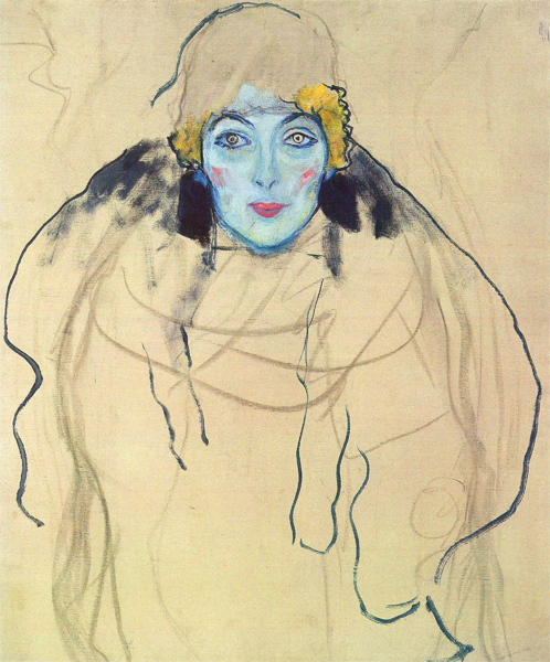 Gustav Klimt - Portrait of a Lady, en face (unfinished) (1917)