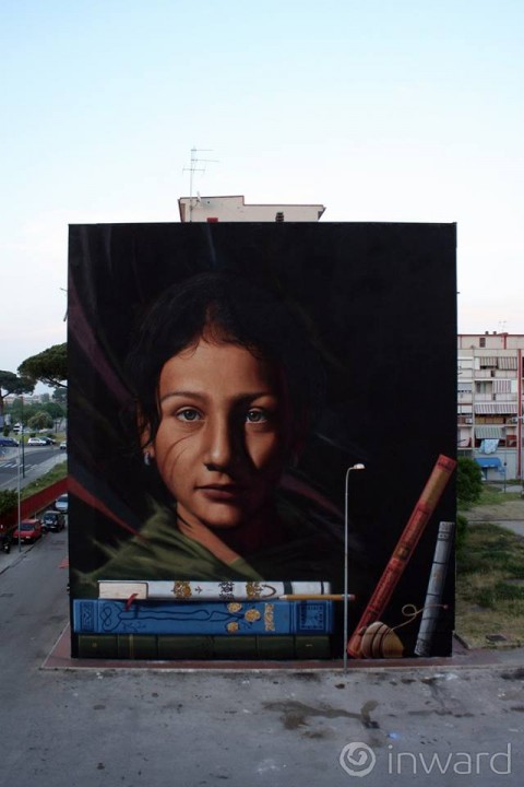 Jorit Agoch, Ael, Tutt’egual song’e criature, 2015 – Napoli – © Inward