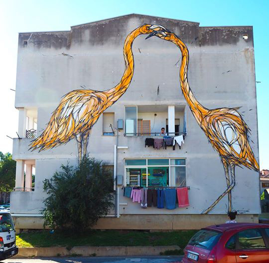 "I Fenicotteri Arancioni" (Orange flamingos) by Dzia @ Cagliari x Is Murusu de Santa Teresa