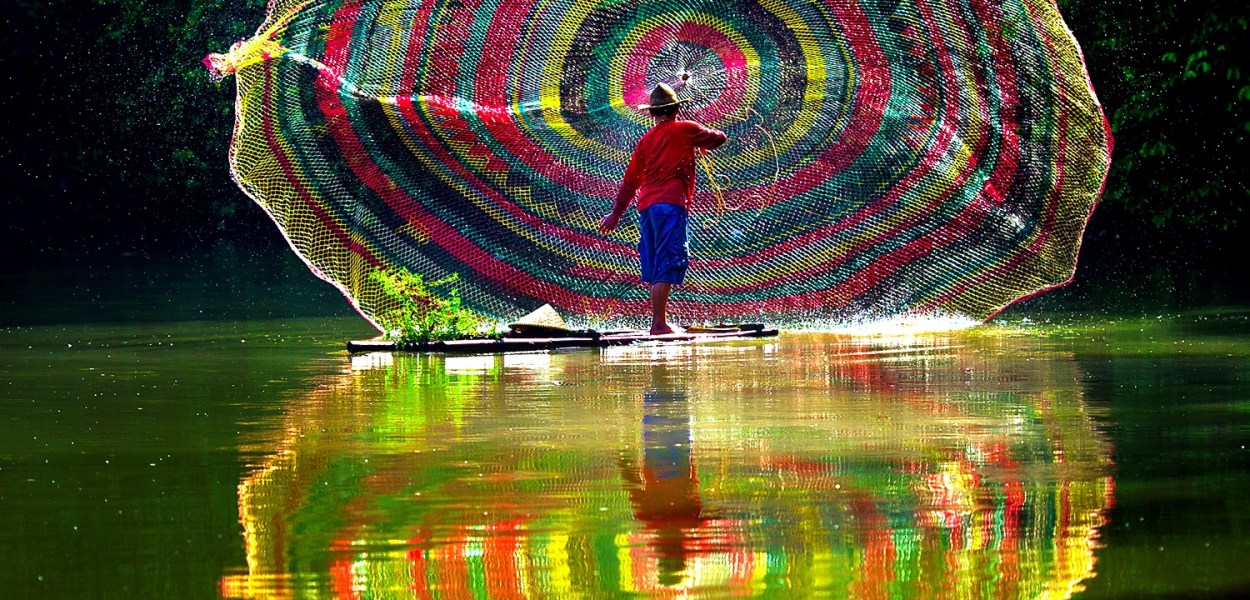 Rainbow Fishing Net by Jose Hamra