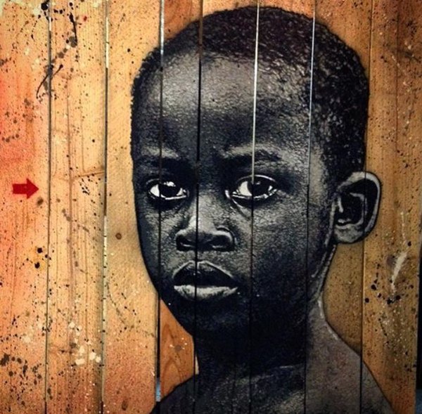 Stencil on wood by Jef Aerosol 