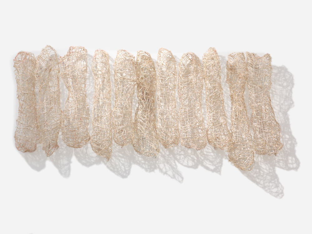 Kiyomi Iwata - Chrysalis Four, 2014, kibiso, 2.1 x 4.6 x .6 ft. - Photo by David Hunter Hale