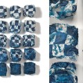 12ki INDIGO GRID, Kiyomi Iwata, silk organza, 39″ x 29″ x 5″, 2011
