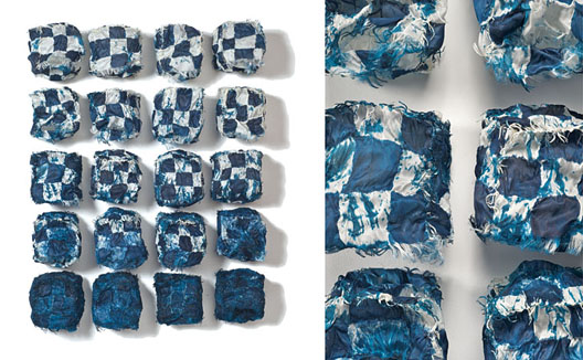 12ki INDIGO GRID, Kiyomi Iwata, silk organza, 39" x 29" x 5", 2011