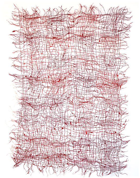 Kiyomi Iwata - Southern Crossing Five, Kiyomi Iwata, woven kibiso dyed, painted and stiffened, 87 x 60 2014