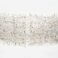 Kiyomi Iwata – Southern Crossing Three, 2014, kibiso, rice paper, paint, silkworm cocoons, 4.6 x 9 ft. – Photo by Taylor Dabney