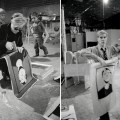 Andy Warhol che lavora su ‘Self-Portrait’ alla Factory (1964)