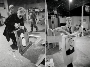 Andy Warhol che lavora su 'Self-Portrait' alla Factory (1964)