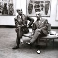 Lucio Fontana e Gino Severini nella sala di Massimo Campigli XXIX Biennale, 1958, Al verso timbro Ugo Mulas