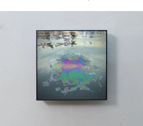 John Gerrard - Flag (Hudson), 2015 - Simulation on LED panel in steel artist's frame