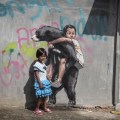 Ernest Zacharevic @Bukit Lawang – Photo Credit Ernest Zacharevic