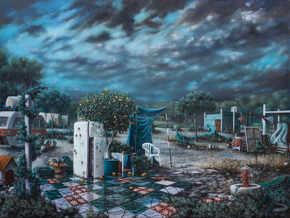 Nicola Caredda - Senza titolo con futuro plumbeo - 112x85 cm- acrilico su tela- 2015
