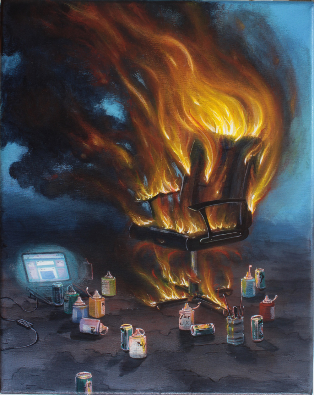Nicola Caredda - Senza titolo con sedia da lavoro 24x30cm