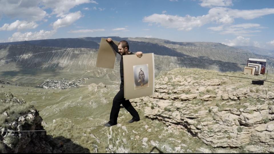 Biennale Arte 2017 - Padiglione Centrale (Giardini): Tightrope (2015), video by Taus Makhacheva (Russia)