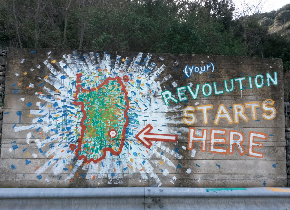 (your) #Revolution Starts Here! Tecnica mista su Ormigón #Armungia loc. Muru Longu Umberto Cao + Massimo Congiu 2016