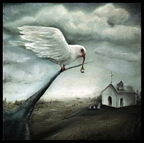 Laura Saddi - 2013. All'uscita della chiesa, olio su tela, cm. 25x 25, 2013