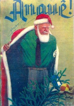 Propaganda anti-Babbo Natale del movimento Integralista (fascismo brasiliano), 1936. Come personaggio folk tedesco / scandinavo, Babbo Natale era considerato una minaccia per la cultura brasiliana