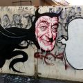 David Diavù Vecchiato, “Totòbolik”. Stencil su cancello in ferro. via dei Quintili Roma – 2015 (per progetto MURo – Museo di Urban Art di Roma)