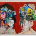George Condo Double Heads on Red 2014