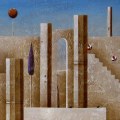 Carlo Mirabasso – Apparizione di un burocrate, oil on board, cm 30×60